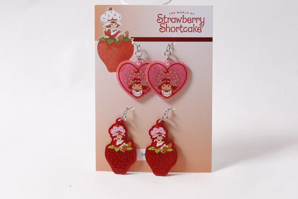 Strawberry Shortcake Earring Set Glitter Details Vintage Jewelry ~260710-WH 1385